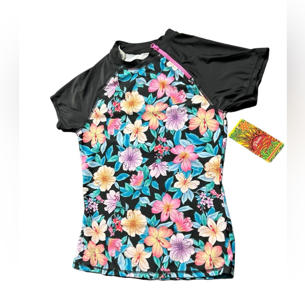 PIPELINE womens asymmetrical zip short sleeve swim protection dry easy material